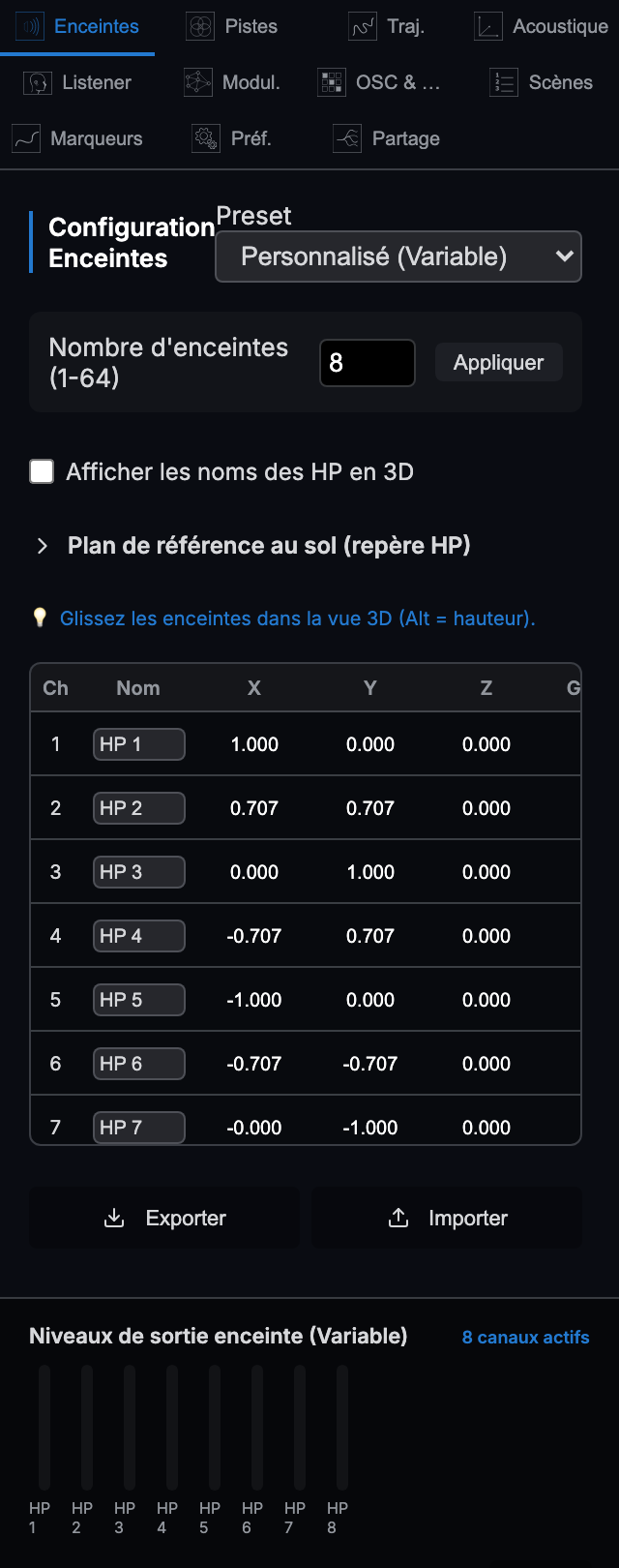 Panneau enceintes